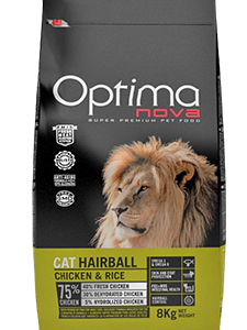 Optimanova cat adult Hairball Pile/Riža 2kg LG