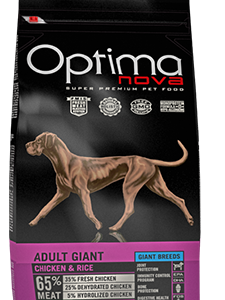 Optimanova dog adult Giant pile/riža 12kg LG