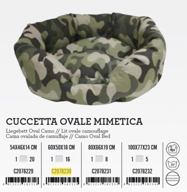 Ležaj 80x66x19cm oval Camo