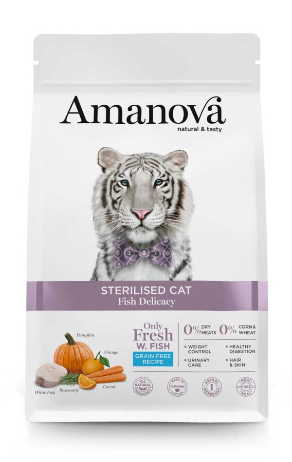 Amanova cat adult Sterilised Delicacy bijela riba 300g GF