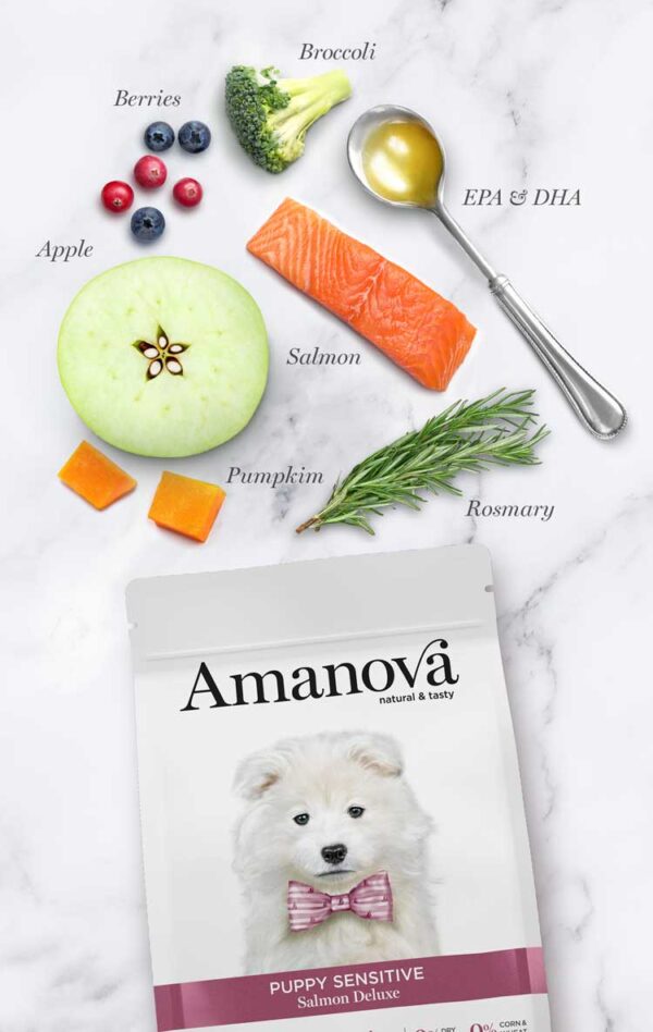Amanova dog puppy Sensitive Deluxe losos 7kg GF - Image 5